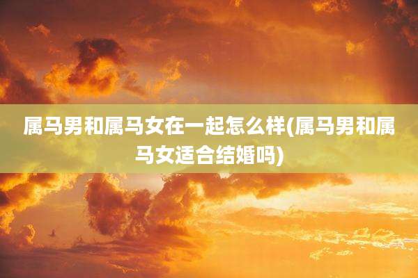 属马男和属马女在一起怎么样(属马男和属马女适合结婚吗)