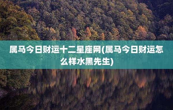 属马今日财运十二星座网(属马今日财运怎么样水黑先生)