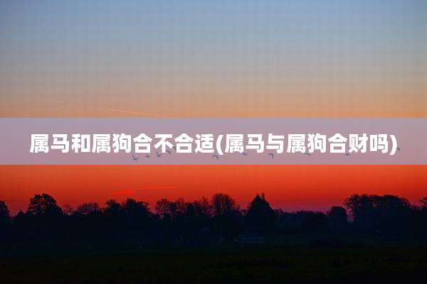 属马和属狗合不合适(属马与属狗合财吗)