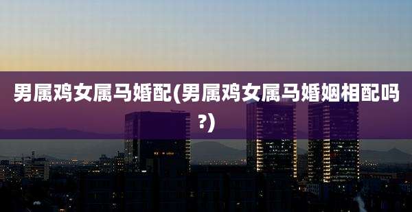 男属鸡女属马婚配(男属鸡女属马婚姻相配吗?)