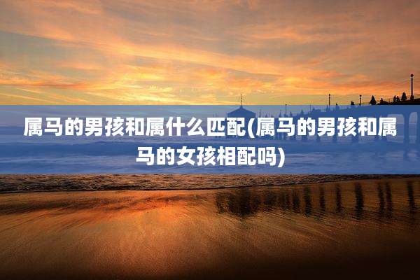 属马的男孩和属什么匹配(属马的男孩和属马的女孩相配吗)