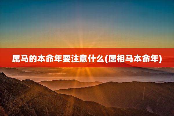 属马的本命年要注意什么(属相马本命年)