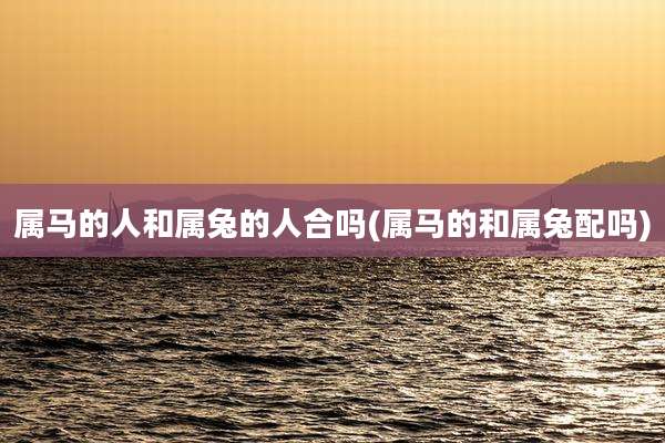 属马的人和属兔的人合吗(属马的和属兔配吗)