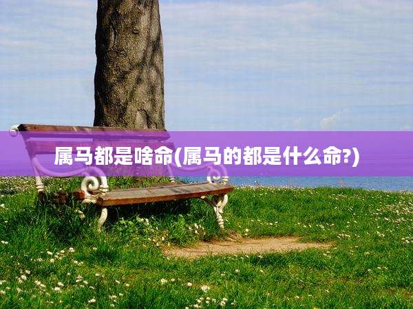 属马都是啥命(属马的都是什么命?)