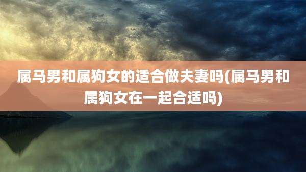 属马男和属狗女的适合做夫妻吗(属马男和属狗女在一起合适吗)