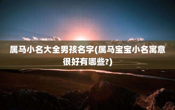 属马小名大全男孩名字(属马宝宝小名寓意很好有哪些?)