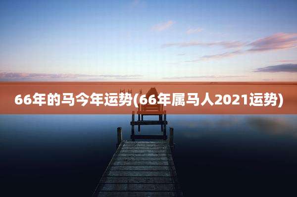 66年的马今年运势(66年属马人2021运势)