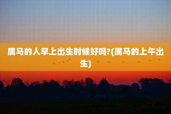 属马的人早上出生时候好吗?(属马的上午出生)