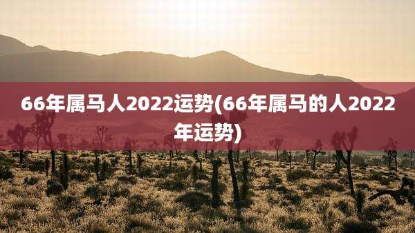 66年属马人2022运势(66年属马的人2022年运势)