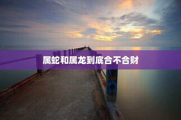 属蛇和属龙到底合不合财