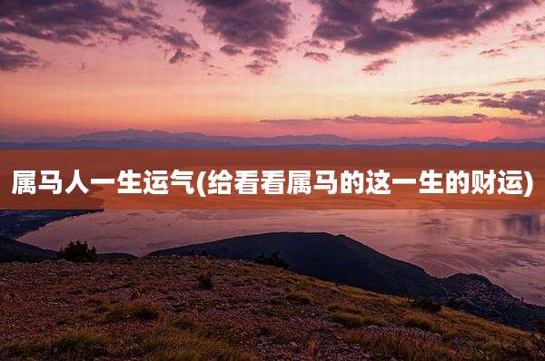 属马人一生运气(给看看属马的这一生的财运)