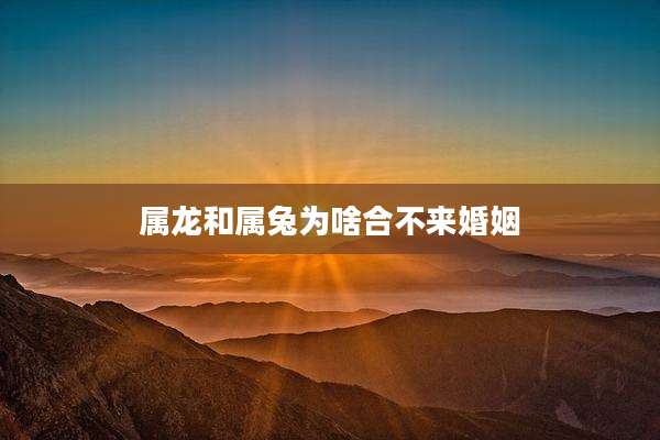 属龙和属兔为啥合不来婚姻