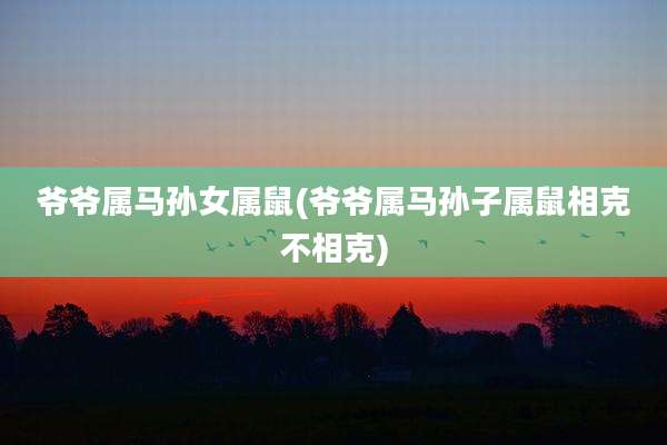 爷爷属马孙女属鼠(爷爷属马孙子属鼠相克不相克)