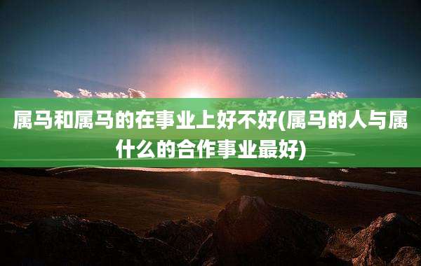 属马和属马的在事业上好不好(属马的人与属什么的合作事业最好)