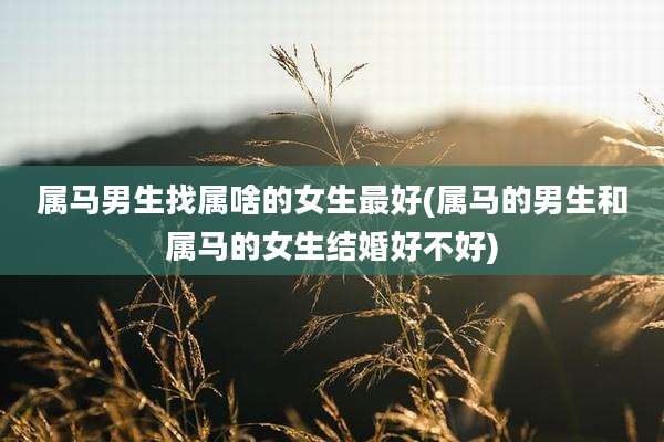 属马男生找属啥的女生最好(属马的男生和属马的女生结婚好不好)