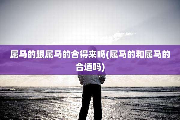 属马的跟属马的合得来吗(属马的和属马的合适吗)