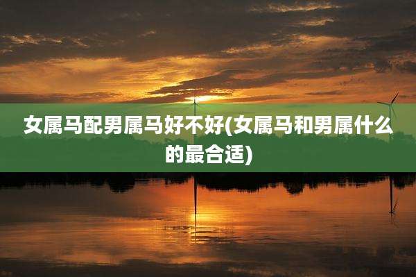 女属马配男属马好不好(女属马和男属什么的最合适)