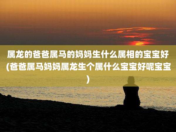 属龙的爸爸属马的妈妈生什么属相的宝宝好(爸爸属马妈妈属龙生个属什么宝宝好呢宝宝)