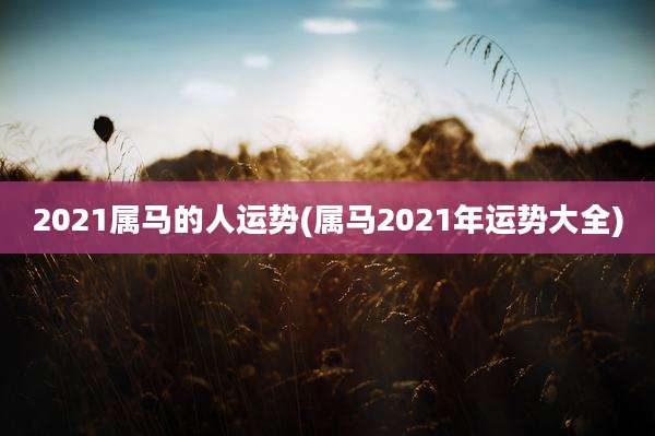 2021属马的人运势(属马2021年运势大全)