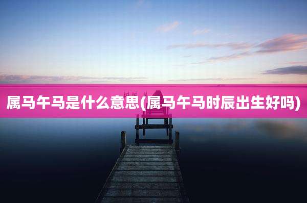 属马午马是什么意思(属马午马时辰出生好吗)
