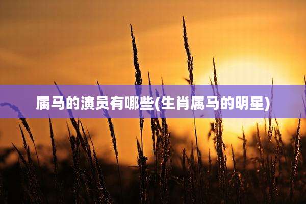 属马的演员有哪些(生肖属马的明星)