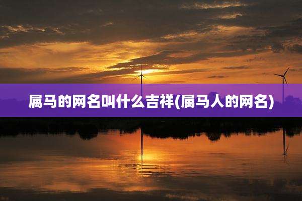 属马的网名叫什么吉祥(属马人的网名)