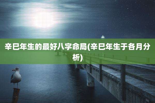 辛巳年生的最好八字命局(辛巳年生于各月分析)