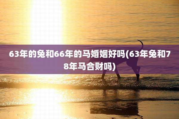 63年的兔和66年的马婚姻好吗(63年兔和78年马合财吗)