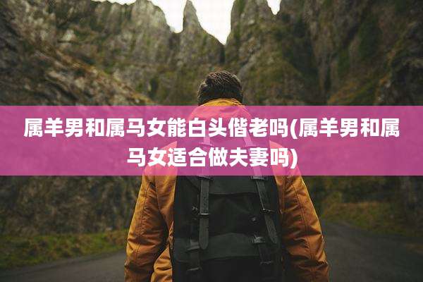 属羊男和属马女能白头偕老吗(属羊男和属马女适合做夫妻吗)