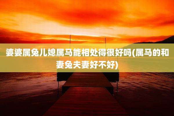 婆婆属兔儿媳属马能相处得很好吗(属马的和妻兔夫妻好不好)