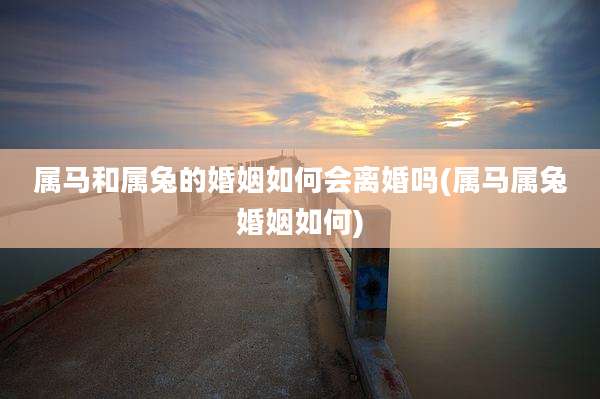 属马和属兔的婚姻如何会离婚吗(属马属兔婚姻如何)