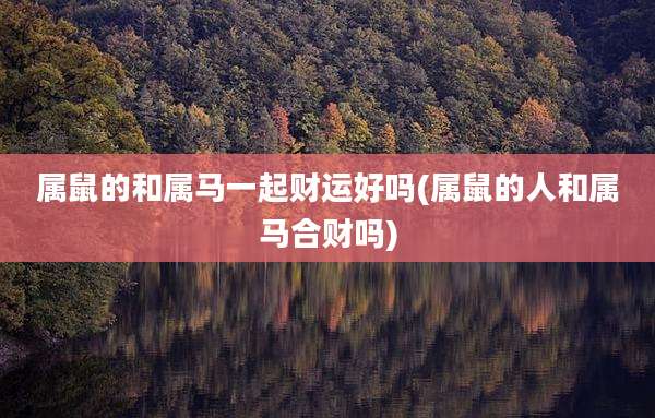 属鼠的和属马一起财运好吗(属鼠的人和属马合财吗)