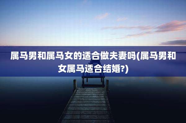 属马男和属马女的适合做夫妻吗(属马男和女属马适合结婚?)