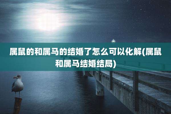 属鼠的和属马的结婚了怎么可以化解(属鼠和属马结婚结局)