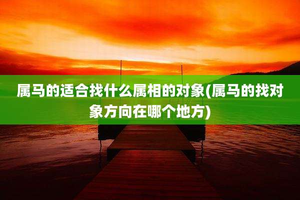 属马的适合找什么属相的对象(属马的找对象方向在哪个地方)