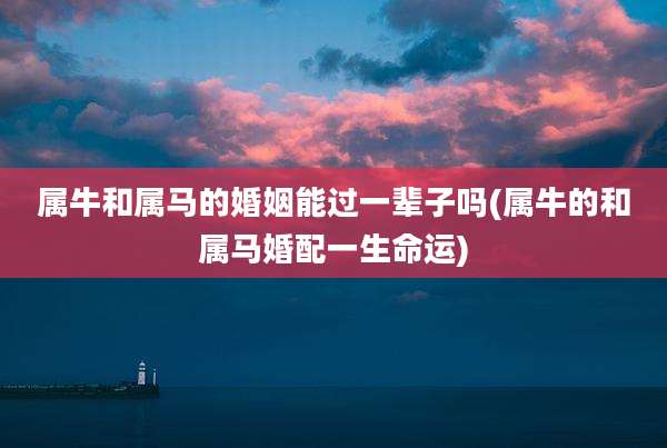 属牛和属马的婚姻能过一辈子吗(属牛的和属马婚配一生命运)