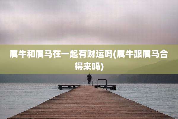 属牛和属马在一起有财运吗(属牛跟属马合得来吗)