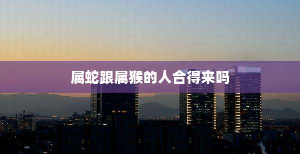 属蛇跟属猴的人合得来吗