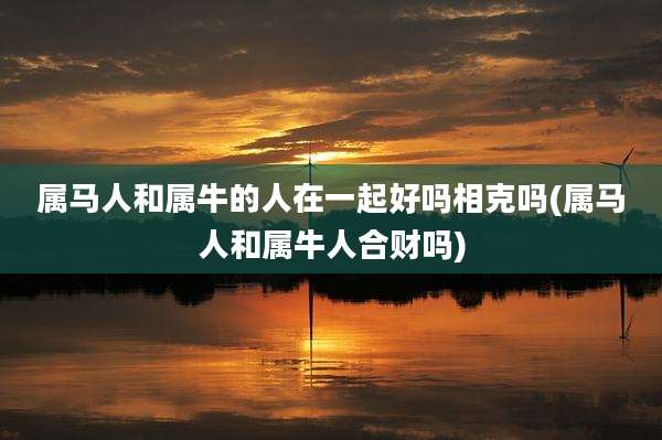 属马人和属牛的人在一起好吗相克吗(属马人和属牛人合财吗)