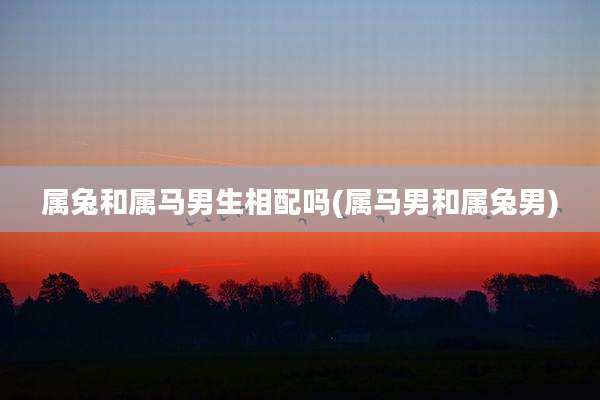 属兔和属马男生相配吗(属马男和属兔男)