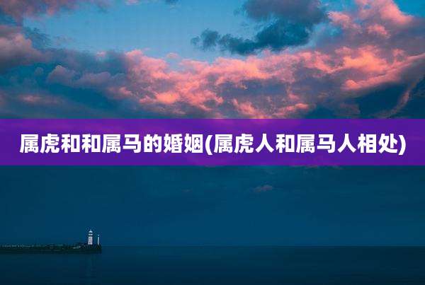 属虎和和属马的婚姻(属虎人和属马人相处)