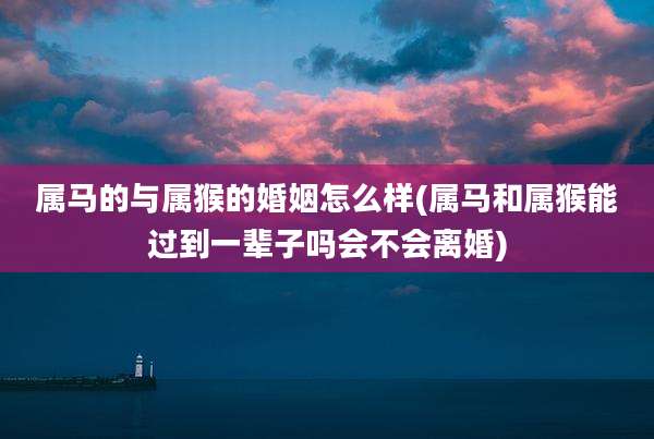 属马的与属猴的婚姻怎么样(属马和属猴能过到一辈子吗会不会离婚)