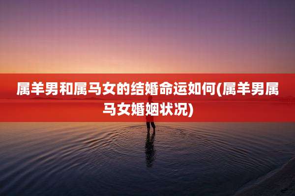 属羊男和属马女的结婚命运如何(属羊男属马女婚姻状况)