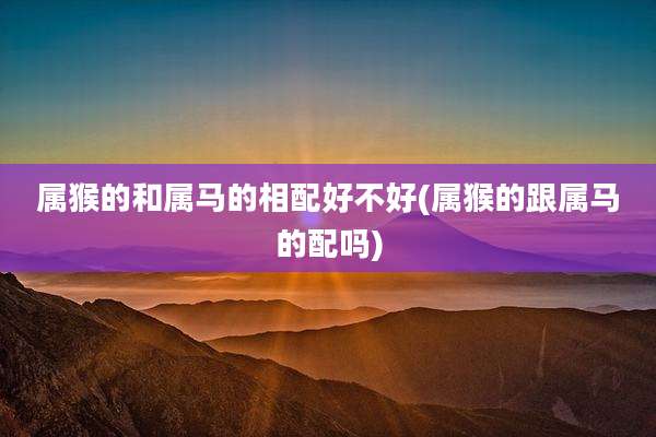 属猴的和属马的相配好不好(属猴的跟属马的配吗)