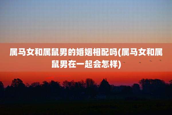 属马女和属鼠男的婚姻相配吗(属马女和属鼠男在一起会怎样)