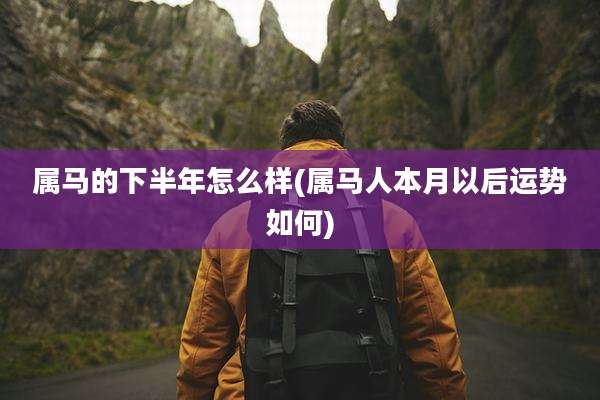 属马的下半年怎么样(属马人本月以后运势如何)