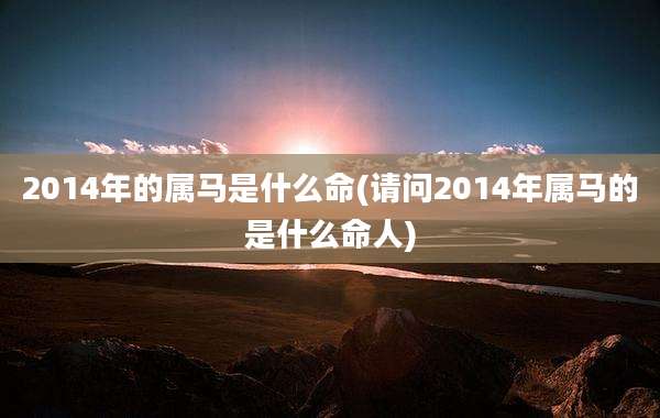 2014年的属马是什么命(请问2014年属马的是什么命人)