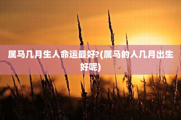属马几月生人命运最好?(属马的人几月出生好呢)