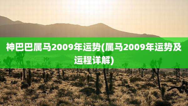 神巴巴属马2009年运势(属马2009年运势及运程详解)