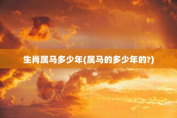 生肖属马多少年(属马的多少年的?)